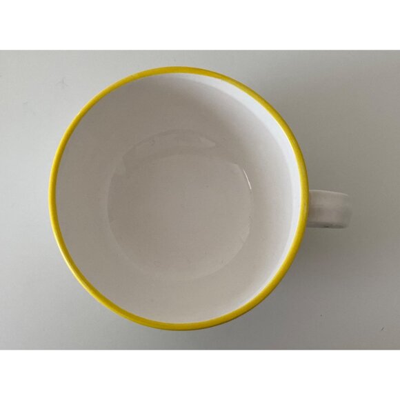 Soup Cup Mug Large JAPAN Hand Painted Vintage Yellow Brown Blue White - Picture 9 of 11